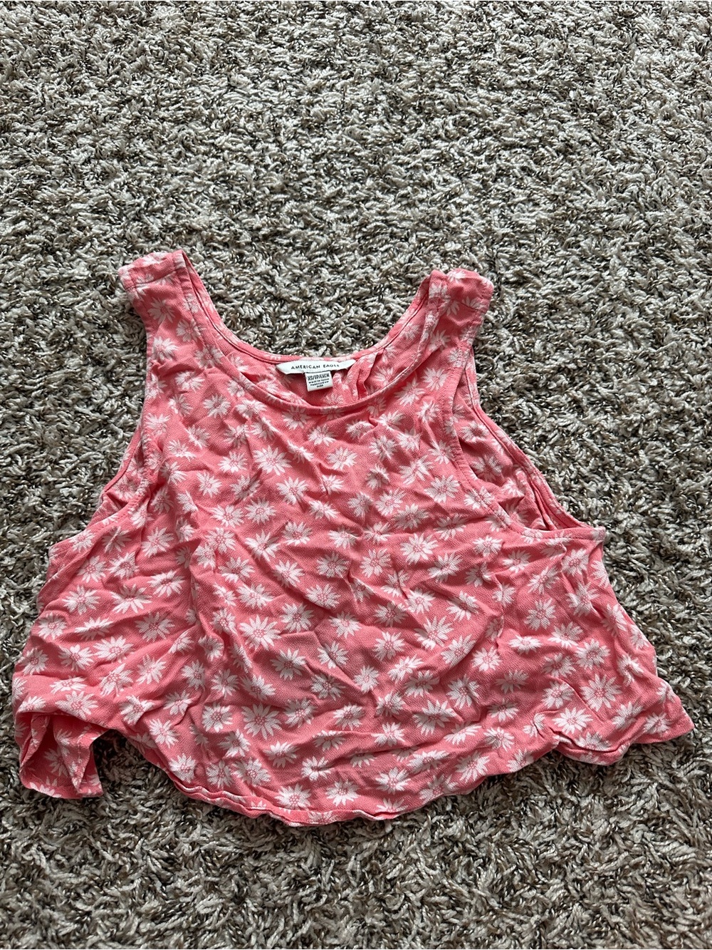 American Eagle Outfitters Pink Floral Cropped Tank Top